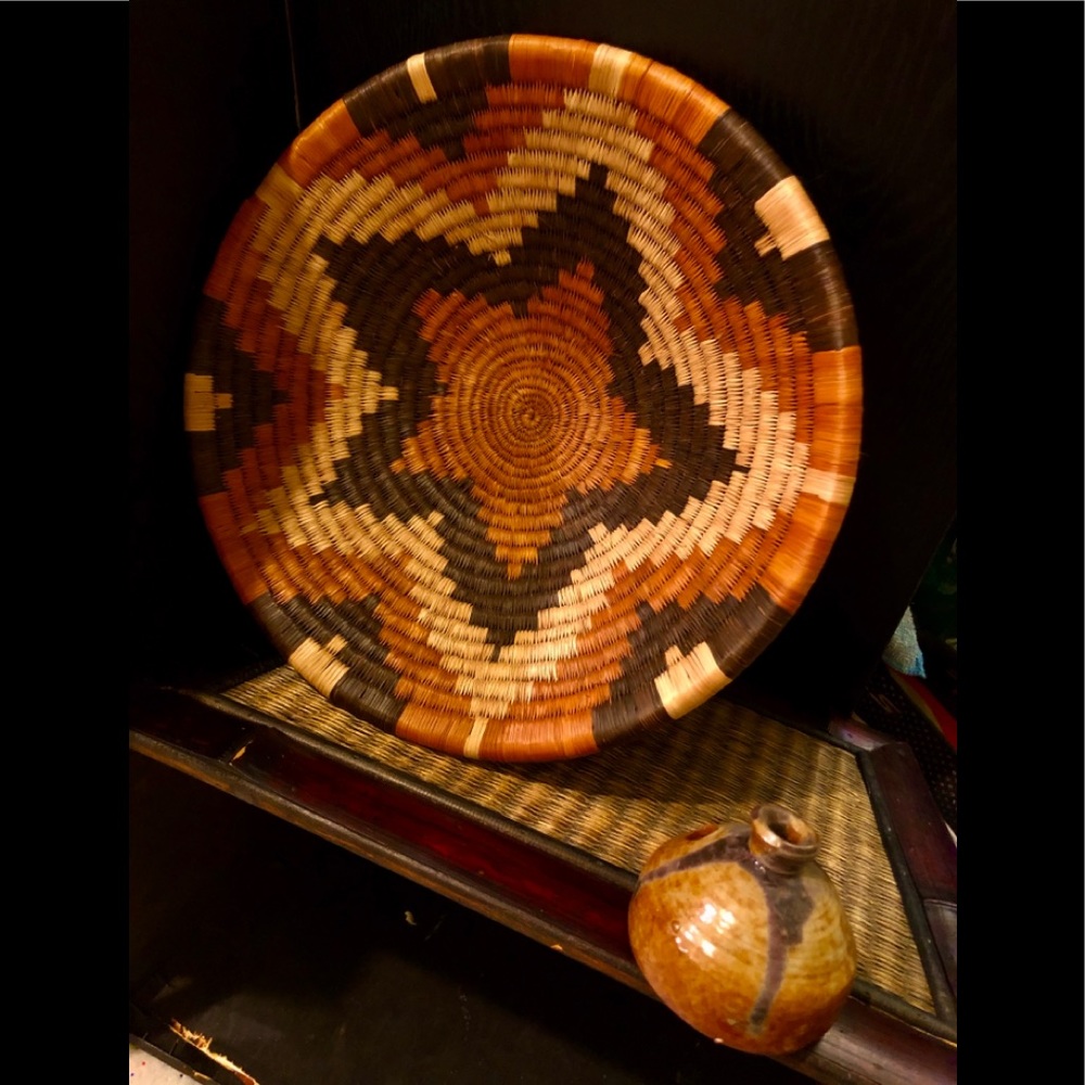 Rwandan handcrafted sisal basket bowl.